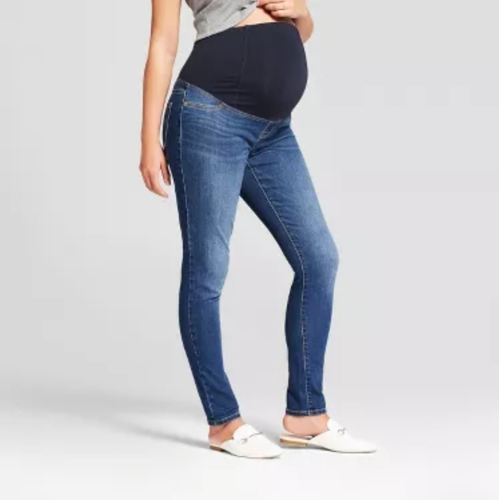 Isabel Maternity Womens Jeggins Sz 8/29R Dark Blue Denim Crossover Panel Comfort